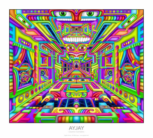 Cosmic Corridors - Psychedelic Art Print - Ayjay Art 