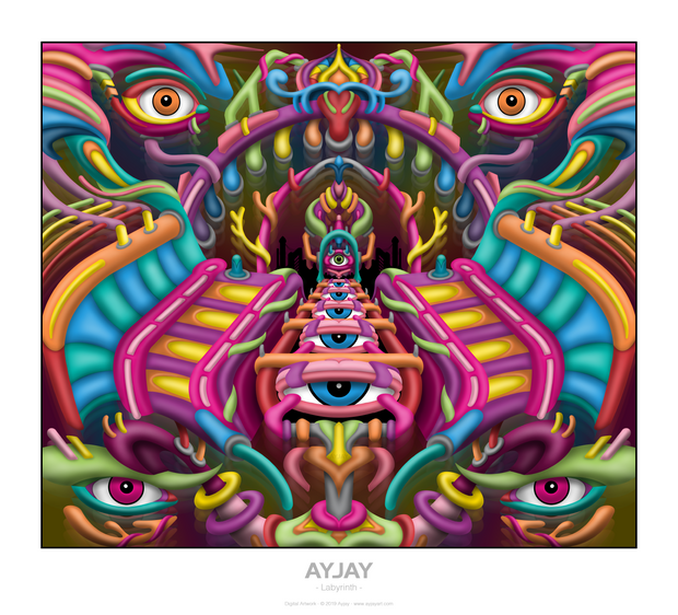 Labyrinth - Psychedelic Art Print - Ayjay Art 