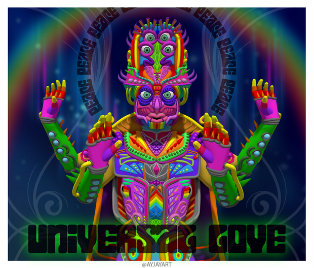 Universal Love - Psychedelic Art Sticker - Ayjay Art 