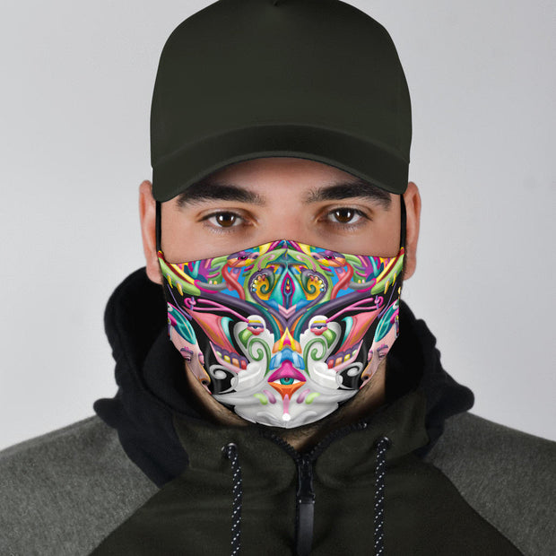 Psychedelic DMT art face masks by Ayjay Art