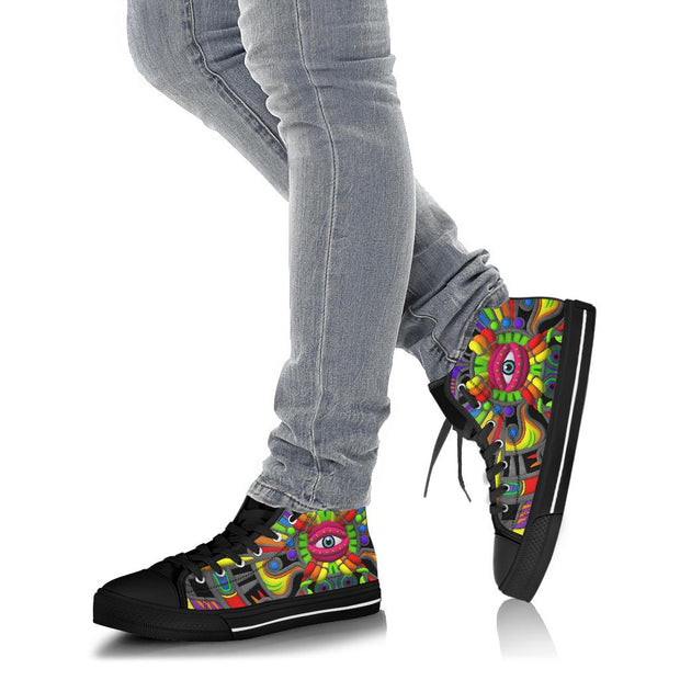 Rainbow Chasers Psychedelic High Top Shoes by Ayjay