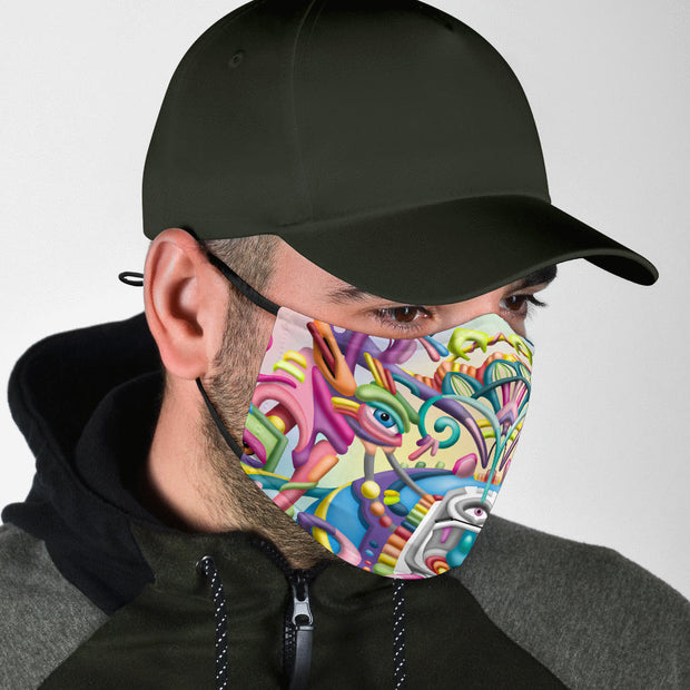 DMT Art Psychedelic Face Mask by Ayjay