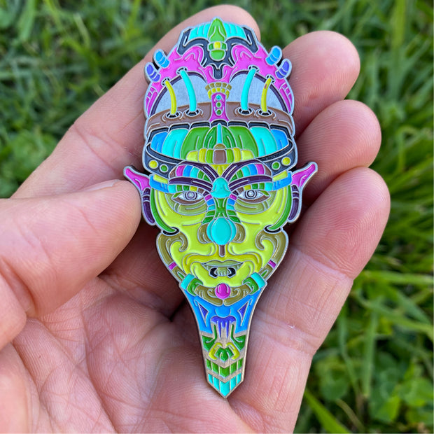 DMT art psychedelic enamel pin by Ayjay