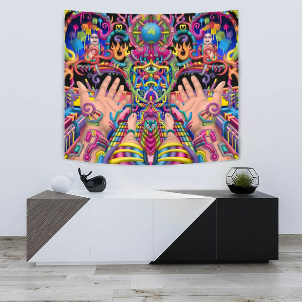 Psychedelic DMT wall art tapestry by Ayjay