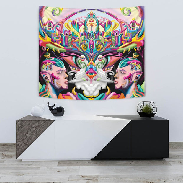 Psychedelic DMT art wall tapestry by Ayjay