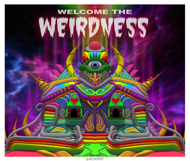 Welcome the Weirdness  - Psychedelic Art Sticker - Ayjay Art 